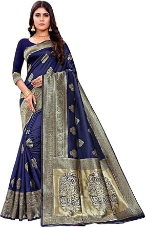 Fashion Womens Kanjivaram Soft Pure Silk Banarasi Sarees With Blouse Piece