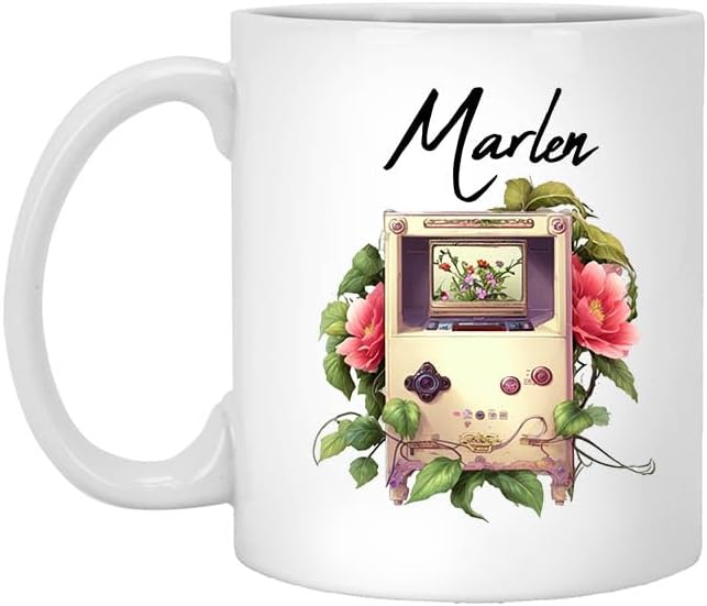 Personalized Name Marlen 11oz White Mug Classic Retro Game Mug Game Gifts for Her Game Girl Gifts for Women Gaming Coffee Cup Video Game