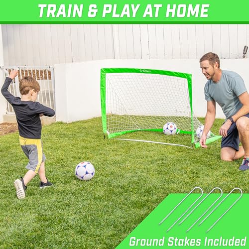 Image of GoSports Portable Soccer Goals for Kids - 13 Color Options - Choose 4 x 3 ft or 6 x 4 ft - Team Tone Pop Up Nets for Backyard