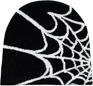 NimbusNote Y2K Gothic Spider Pattern Wool Acrylic Knitted Hat