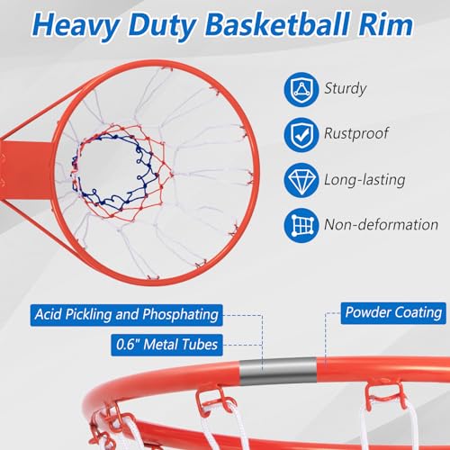 image for Goplus 18’’/15’’ Replacement Basketball Rim, Wall Door Mounted
