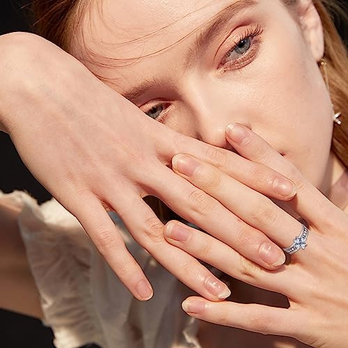 Cubic Zirconia Ring Set 925 Sterling Silver Four Leaf Clover Rings Adjustable Open Band Stackable Rings Wedding Jewelry for Women Lady4