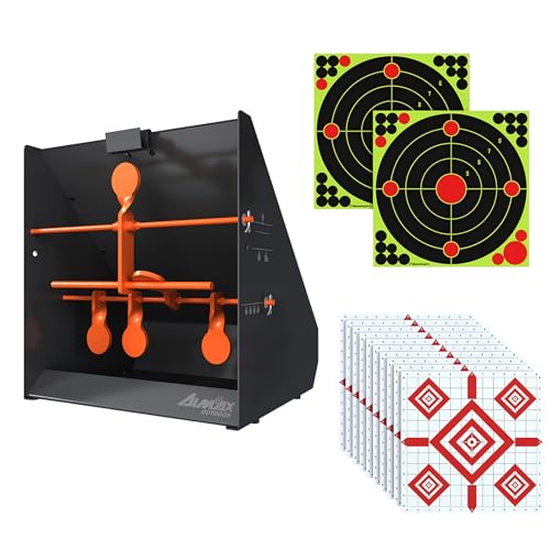 AIMAX OUTDOOR Resetting Shooting Targets Trap with 12pcs Paper Targets, Bullet Trap Box Rated for