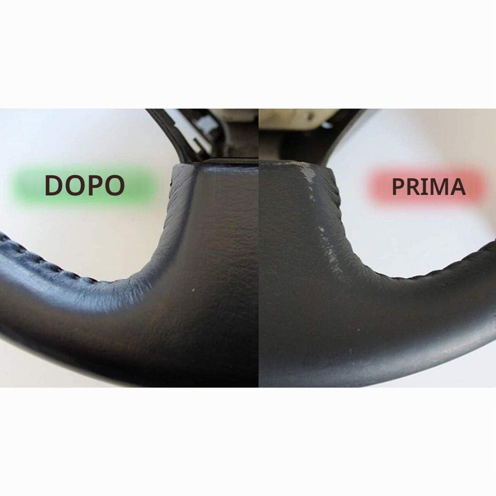 AutoFullCar – Kit di restauro per volanti in pelle nera FullCarX | Riparatore professionale per volante in pelle | Include tinta, lima, sgrassante, sigillante e accessori