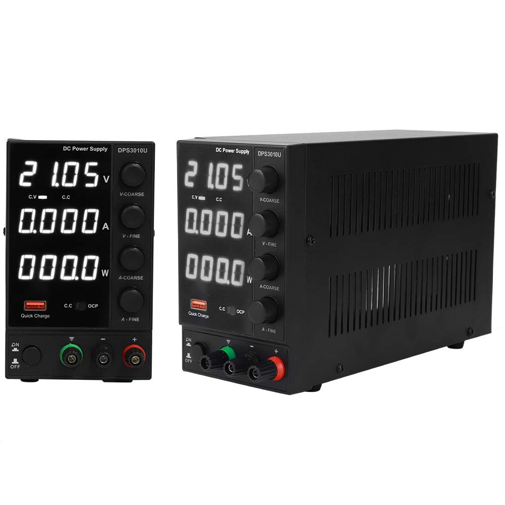 Walfront DPS3010U Fuente de Alimentación de DC Salida de Fuente de Alimentación Ajustable 30V 10A USB Carga Rápida Fuente de Alimentación de Mantenimiento para Reparación(EU Plug 220V)