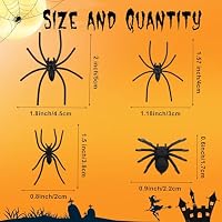 120 Pieces Plastic Spiders Halloween Decorations, Halloween Spider, Fake Spiders, 4 Sizes Black Small Spider Web Decoration, Realistic Fun Toys Prank Props Scare Practical Surprise Joke Party Decor — image 3