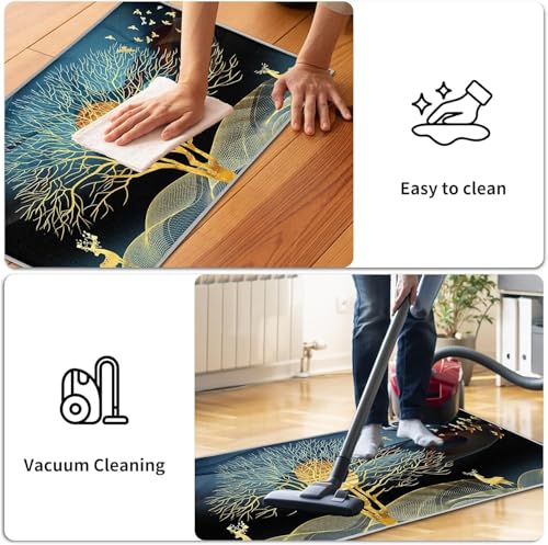Image of YAGVIZ 2Pcs Washable Kitchen Mat Sets,Anti Fatigue Kitchen Rugs Runner Non Slip,Water Absorbent Kitchen Floor Mat for Laundry,Bedroom