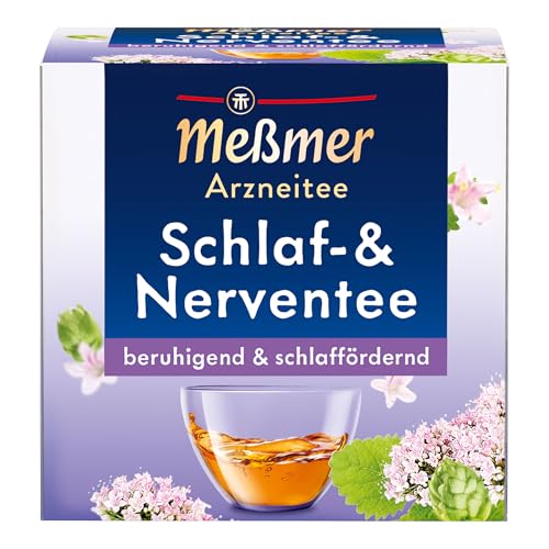Meßmer Schlaf- & Nerventee | beruhigend & schlaffördernd | 9 Teebeutel | Glutenfrei | Laktosefrei | Vegan Meßmer Schlaf- & Nerventee | beruhigend & schlaffördernd | 9 Teebeutel | Glutenfrei | Laktosefrei | Vegan