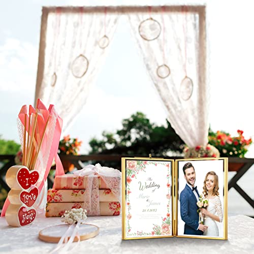 Kathfly 4 Pack Gold Double Picture Frames Pressed Flower Photo Frame Hinged Brass Frame Clear Diy Metal Frame Folding Glass Display Frame For Plants Specimen Artwork, Glass Frame Only (5 X 7 Inch) #TOP5