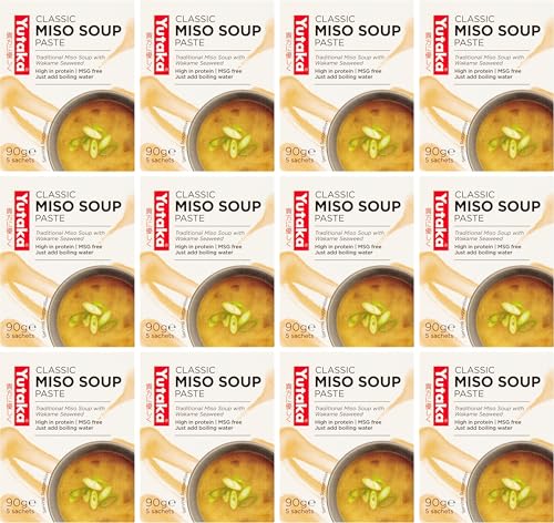 Yutaka Miso Soup 90g (Pack of 12 60 Sachets) | Instant Japanese Soup with Wakame Seaweed | No MSG | Vegan-Friendly | Easy to Prepare Authentic Flavour