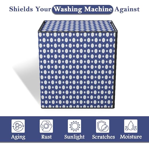 Image of Kuber Industries PVC Washing Machine Cover Semi Automatic | Dustproof Washing Machine Cover Top Load - Suitable for 6 Kg, 6.5 Kg, 7 Kg | Dot Print - Blue