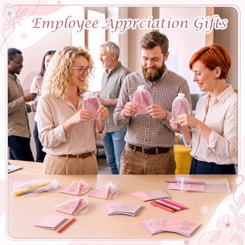 Image of Mooliwe 24 Pcs Positive Affirmation Gift Set Gratitude Notebooks with Pens Small Bags Motivational Encouragement Notepads Daily Affirmations Journal for Women Stress Relief Self Care (Pink)
