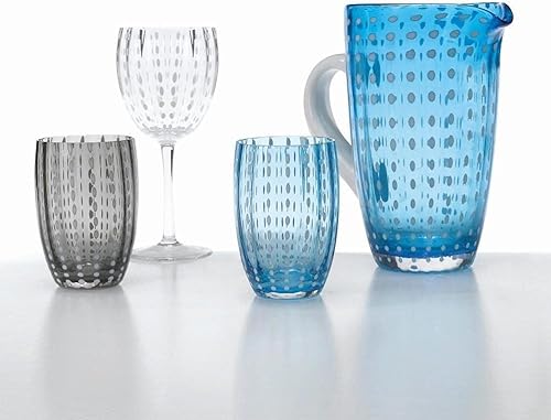 Miniatura 3 de Zafferano PR00109 Perle Vaso hecho a mano, vidrio transparente de color, cl 32 h 4.291 in d 2.795 in-Set 6 Piezas-Gris