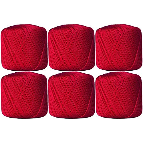 Image of ThreadArt 100% Cotton Crochet Thread Size 10, 6 Ball Pack, Red 12 | Soft pure cotton crochet thread for lace, doilies, amigurumi and crafts. Smooth finish with crisp stitch definition.