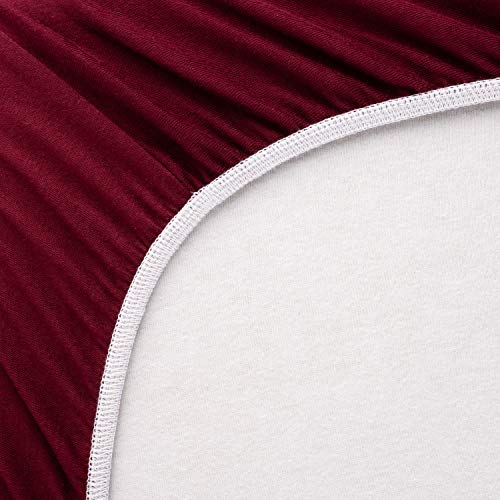 Image of SheetWorld Fitted Pack N Play Playard Sheet Compatible with Zdolmy Baby Bedside Sleeper Bassinet 28 40 inches, 100% Cotton Jersey, Hypoallergenic, Butter Soft, Burgundy, Made in USA