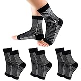 3 Pairs Neuropathy Socks for Women and Men, Soothe Socks for Neuropathy Pain, Toeless Compression Socks, Ankle Brace Plantar Fasciitis Relief(L/XL, Black)