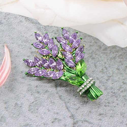 Image of Lavender flower brooch crystal rhinestone tulip brooch elegant accessories jewelry women brooches and pins fashion jewelry wedding flowers lapel pin