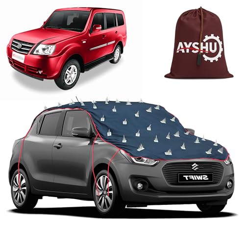 Image of AYSHU Water-Resistant Spike Car Cover for Tata Sumo Grande MK II - Protects from Dogs, Monkeys, Dust, Sunlight & UV - Full Roof Universal Fit