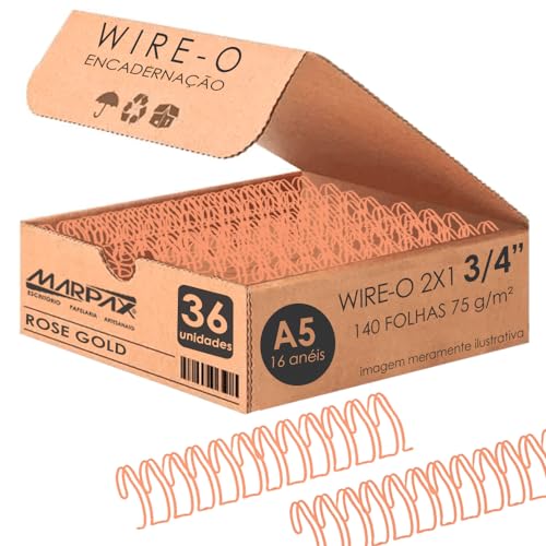 Wire-o para Encadernação 2x1 A5 Rose Gold 3/4 140fls 36un