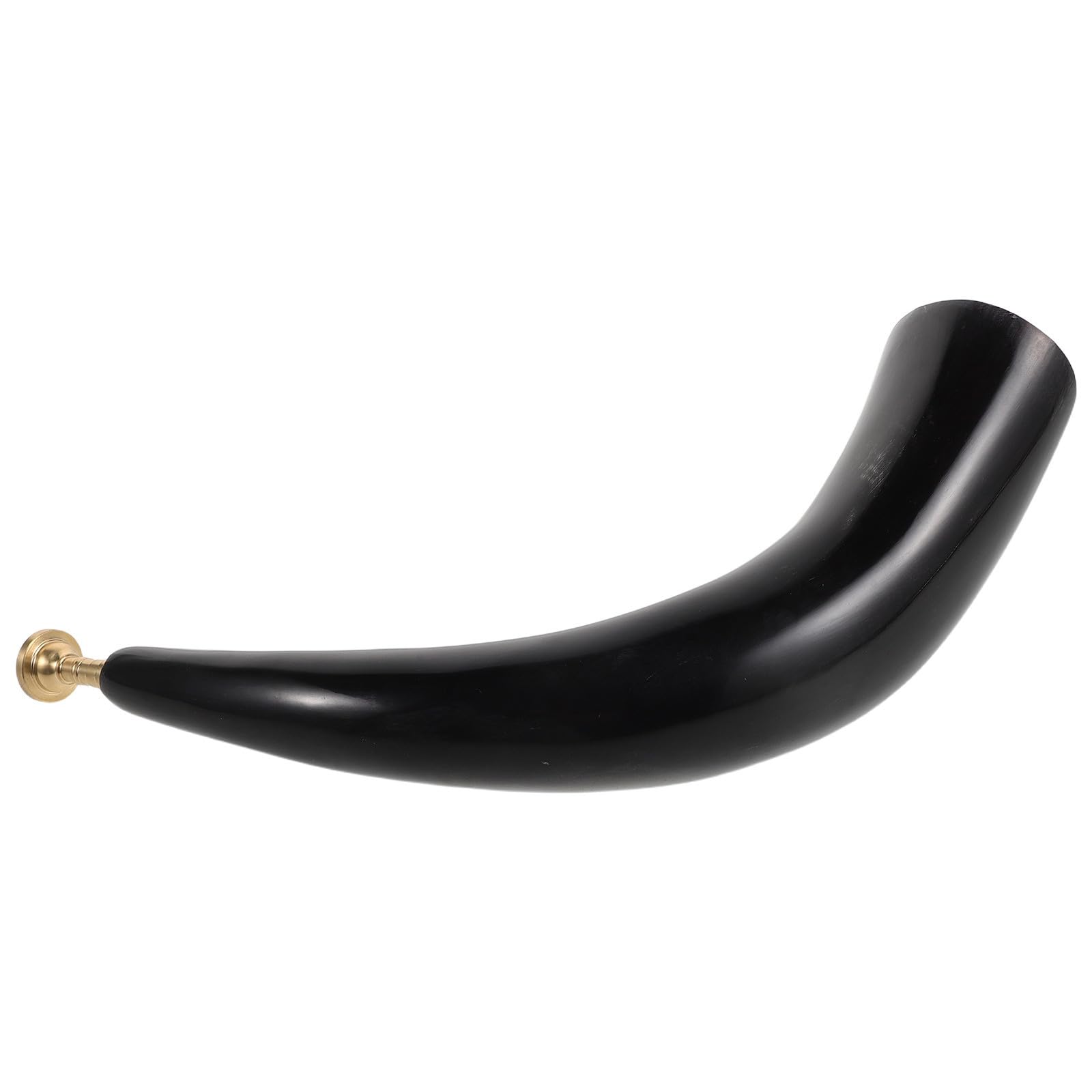 Hemobllo Cuerno de Buey Natural Portátil Negro con Boquilla, Tono Profundo y Resonante Material de Cuerno y Cobre, Adecuado para Festivales Vaqueros y Presentaciones Rústicas