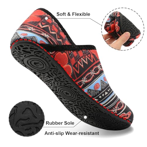 Image of Fires Womens Mens Slippers with Rubber Sole Soft-Lightweight House Slipper Socks Around House Shoes Non Slip Indoor /Outdoor