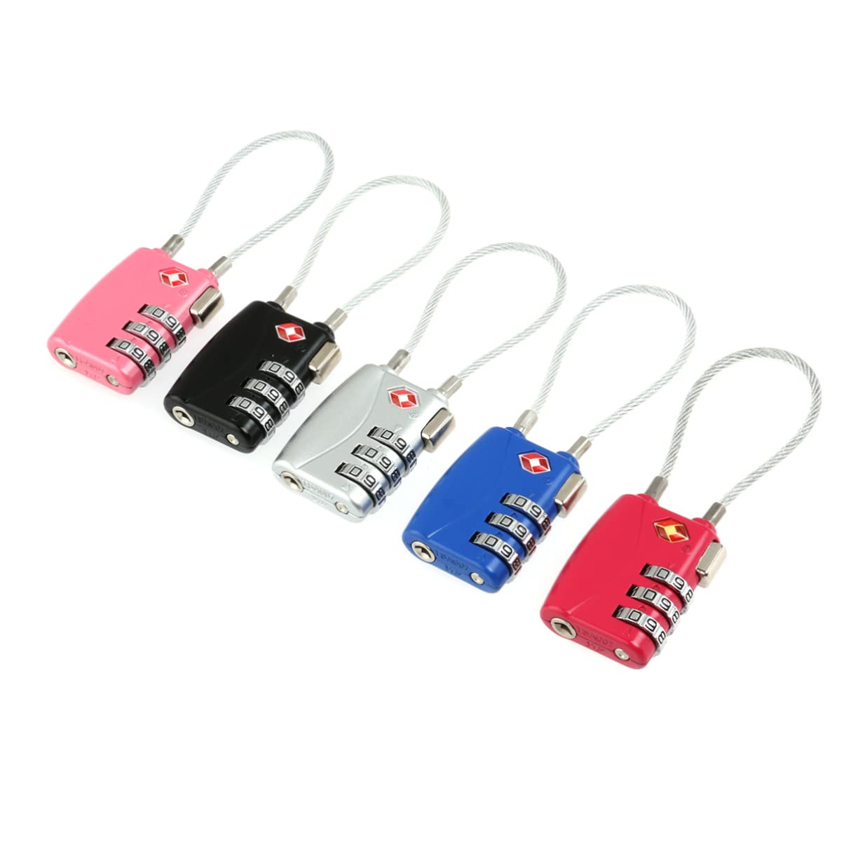 Tofficu 6 pezzi Serrature Tsa con Cavo per Valigia Lucchetti Combinazione Colori Nero e Blu Bagagli e Armadietti Facile da Usare e Sicuro