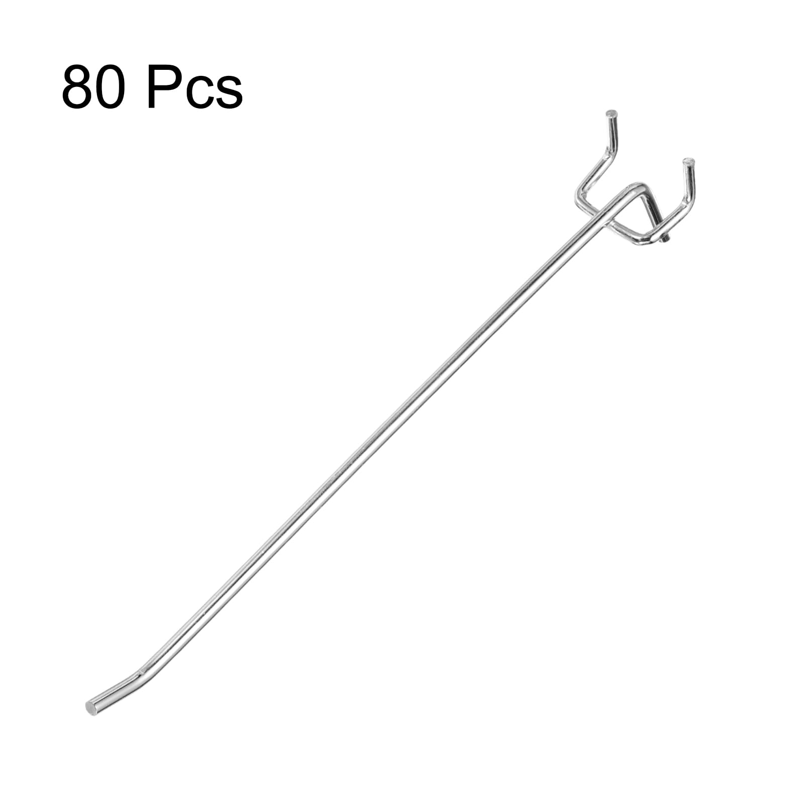 QUARKZMAN 80 Piezas Ganchos Para Tablero Perforado De 8" Ganchos De Exhibición De Acero Inoxidable Para Colgar Organizadores De Pared Para De Banco De Trabajo Garaje Cocina Tienda Plateado