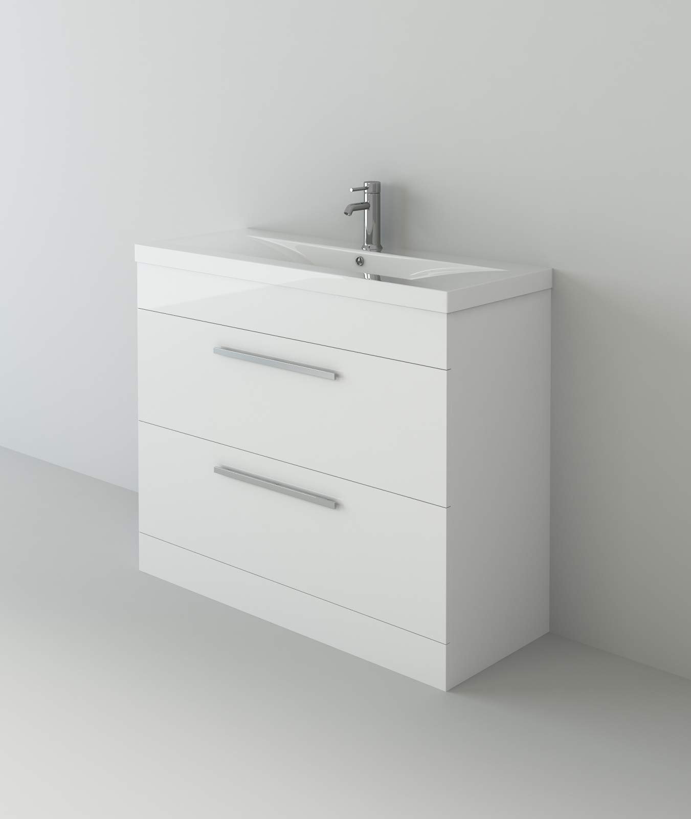 Buy VeeBath Sobek Minimalist Bathroom Vanity Basin Cabinet Unit White ...