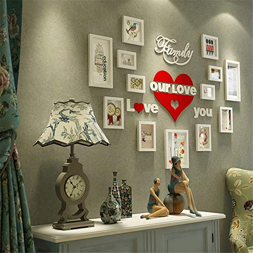 Lizp Creativo Foto De La Pared Marco De Fotos En Forma De Corazón Collage Blanco Rojo Foto De La Pared Moderno Familia Foto Marco Colgante Pared Decoración Madera Maciza 13 Piezas Cover