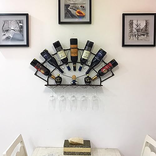 Support en fer multifonctionnel pour bouteilles de vin et verres à pied - 4