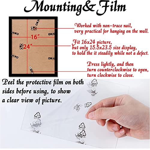 Keibiubu Black Picture Frame, 16X24 Picture Frame For Photo Poster Canvas Certificate Document Display Horizontally Or Vertically High Transparent Wall Gallery(Size 16 X 24 Inches) #TOP4