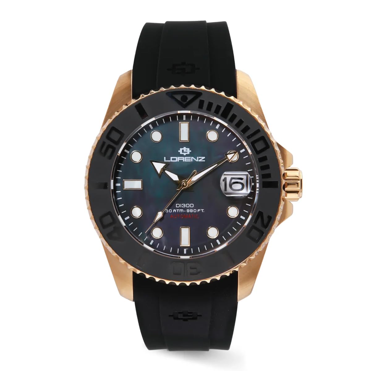Lorenz DI300 030258GG - Orologio Uomo Sportivo - Automatico Sub Professionale fino a 300 metri - Cinturino in Resina doppia iniezione
