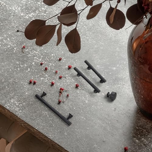 Goo-Ki Elegant Black Zinc Alloy Cabinet Handles - 3''(76mm) Hole Center Striped Decorations Cabinet Pull Hardware for Bedroom, Kitchen, 6 Pack - image 2