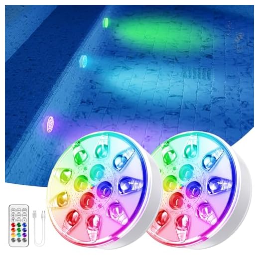 VICHTOP Pool Lights - 2 Pack, Rechargeable Submersible LED Pool Lights with Remote, IP68 Waterproof Pool Decor Light for Inground Pools, Above Ground Pools, Parties, Hot Tubs, Vase Bases