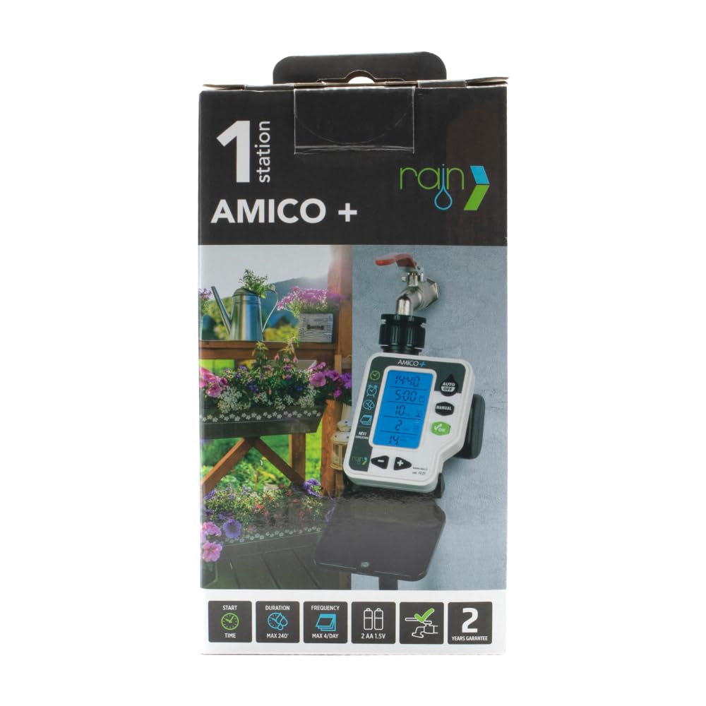 DI GIULIO SRL Rain Amico + Centralina da Rubinetto per Balcone Giardino Terrazzo Irrigazione Semplice (Amico + 2 zone)