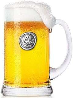 English Pewter Company 1 Pint Monogram Initial Beer Mug Glass Tankard - Personalised with Your Choice of Initial (A) [MON001]