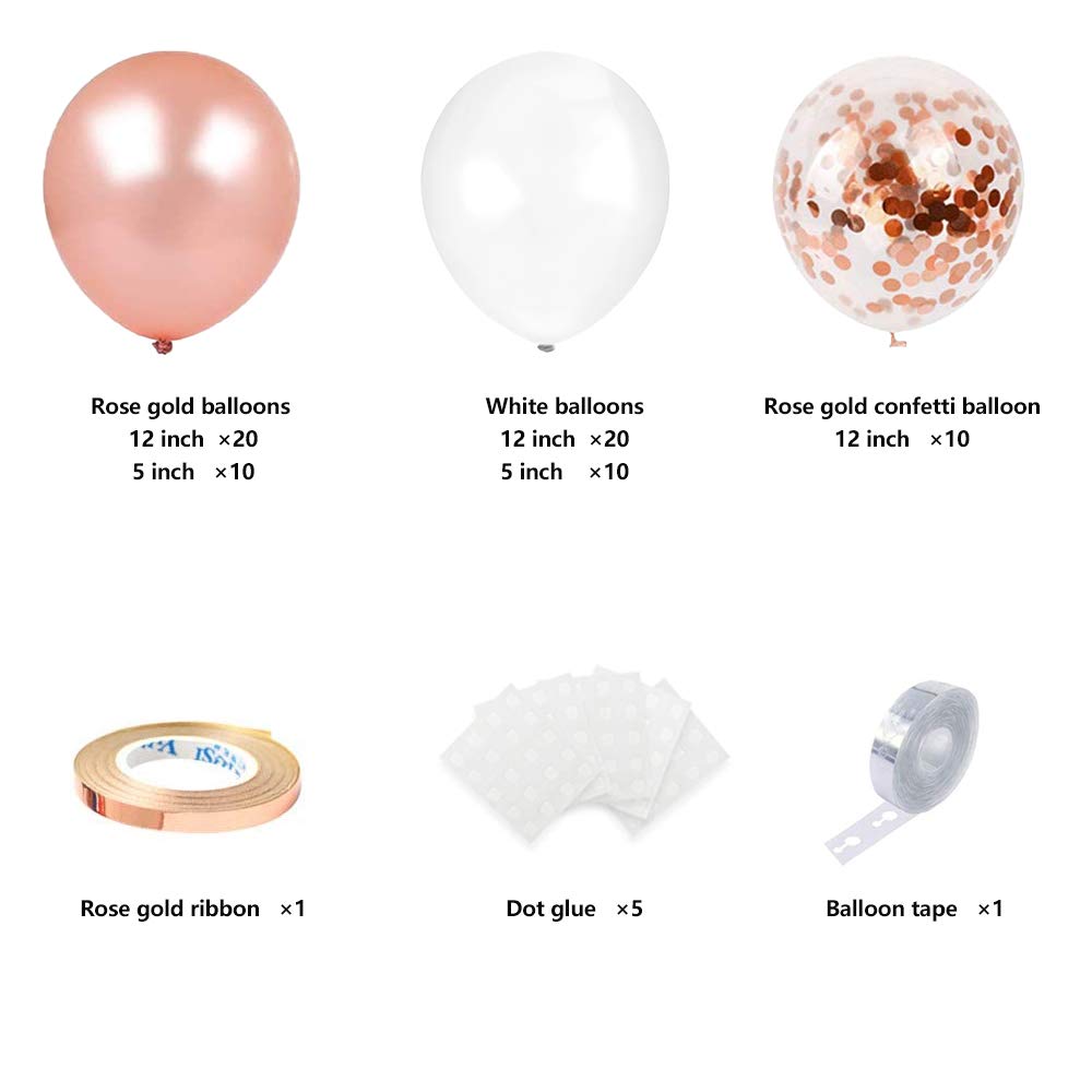 60 PCS 12 Inch Balloons - Assorted Pink, White & Gold For Parties, Decorations, Celebrations