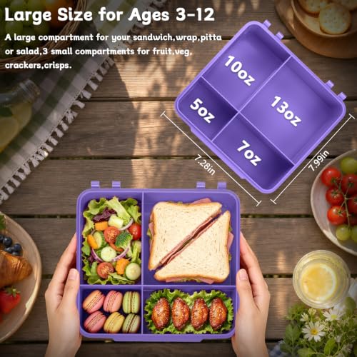 Image of Kids Lunch Box with Lunch Bag Bento (Purple)