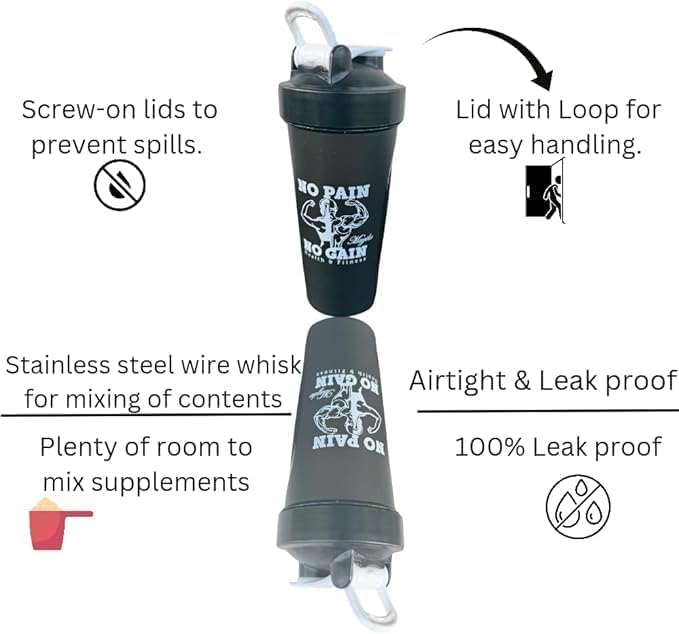 Miniatura 4 de Magiko - Botellas mezcladoras para proteínas, botella de agua portátil de 28 onzas, a prueba de fugas, para antes del entrenamiento, sin BPA,