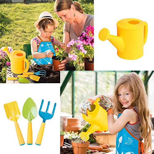 INNOCHEER Kids Gardening Tools, Garden Tool Set for Kids with Gardening Guide Book, Watering Can, Gloves, Shovel, Rake, Trowel, Kids Smock and Hat, All in One Gardening Tote (Multicolored) - Thumbnail 6