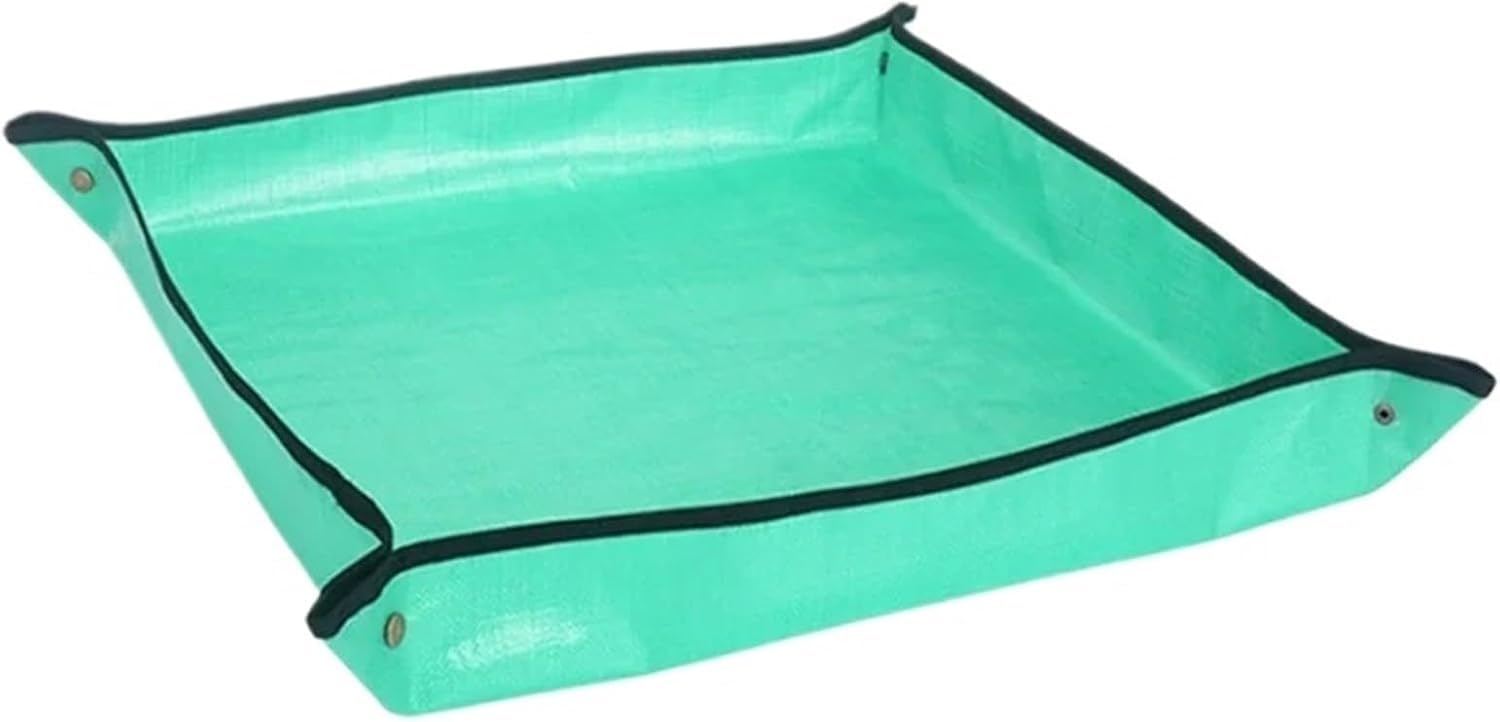 ESESE Foldable Plant Repotting Mat Garden Potting Pad Tray, Gardening Planting PE, Waterproof Flower Pots Transplanting Mats For Indoor(Green 50x50cm)