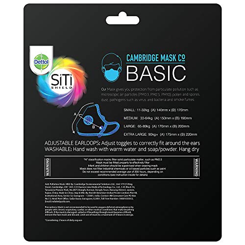 Image of Dettol Cambridge N95 Mask for Protection from Virus, Bacteria, Pollution - Reusable, Washable, with Breathing Valve (Black, Large)