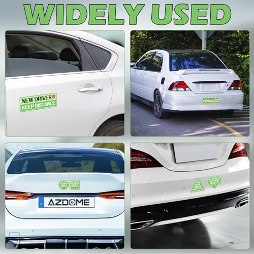 Image of 6Pcs Mint Green Irregular Car Decals, Beginner Magnet Supplies for Car Student Driver Sign, Lovely New Driver Sticker Supplies Suitable for Keeping a Safe Distance on The Road