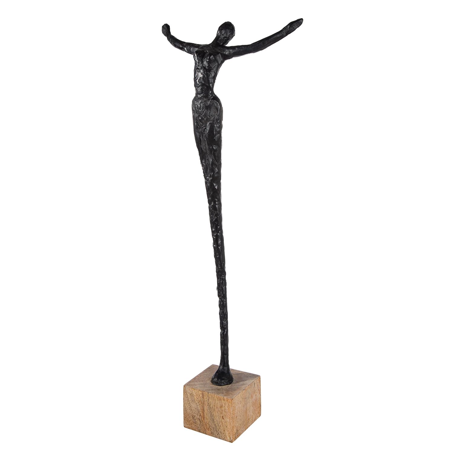 Casablanca Skulptur Freedom, Deko Figur Naturfarben, Schwarz, Kunstharz u. Mangoholz Statue Wohnzimmer, Büro Dekoration H. 70 cm x B. 29 cm - Geschenk Moderne Skulpturen, Human Menschenfigur