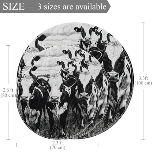 Tapis de chambre coucher rond 1m douceur vaches - 4