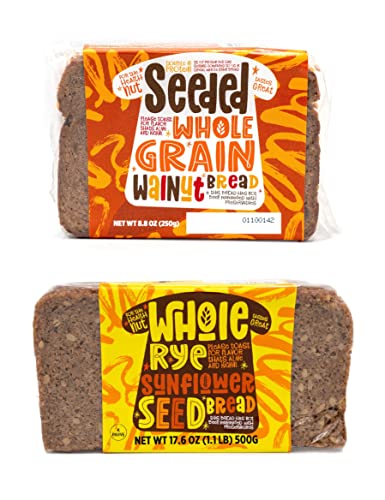 Gourmanity Whole Rye Sunflower Seed Bread and Walnut Protein Bread, Fitness Bread, German Bread Preservative Free European Bread