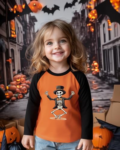Halloween Shirts for Kids Boys Girls Toddler Halloween Shirt Pumpkin Shirts Ghost Clothes Long Sleeve Cotton Tee 2T-8Y3
