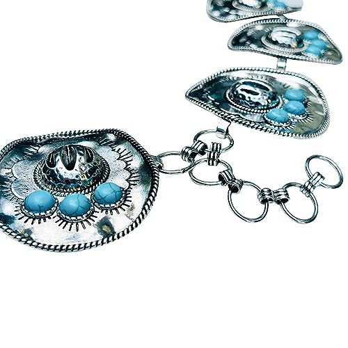 Western Metal Turquoise Cowboy Hat Chain Belt No.502