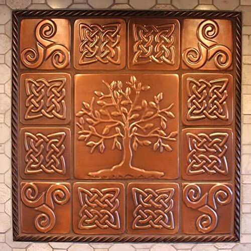Set Of 13 Copper Tiles - Kitchen Backsplash - Tree Of Life - Metal Wall Decor Premium Mosaic Tiles Celtic Design #TOP3