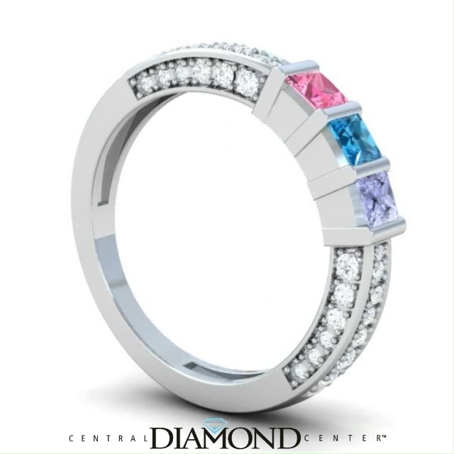 Bague Princesse Pour Maman - Pierres De Naissance Simulées - Argent Ou Or 10k-14k - Personnalisable